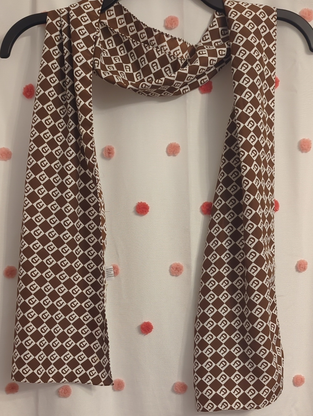 Etienne Aigner Brown and Cream Logo-Print Scarf